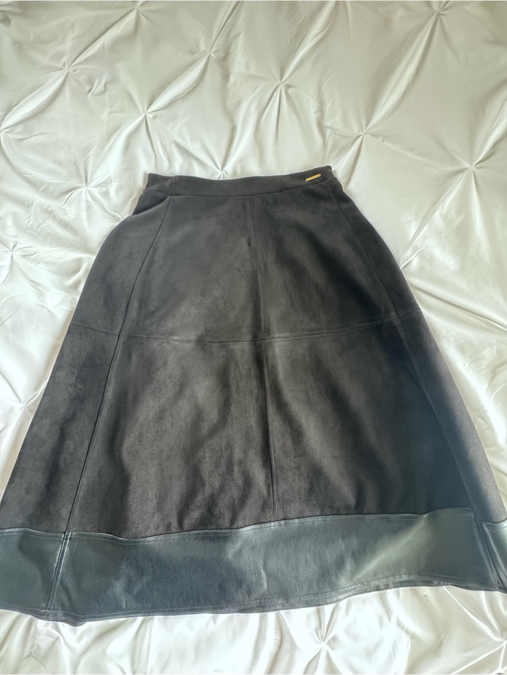 Marc New York Black A-Line Leather Skirt